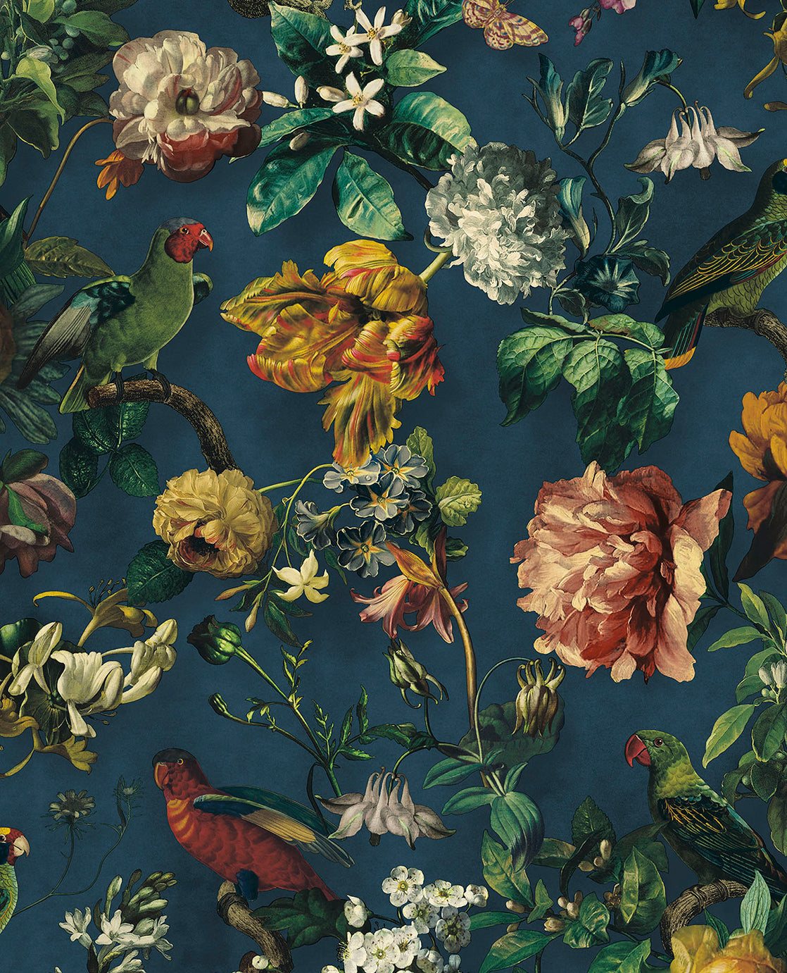 Museum Botanical Floral & Parrot wallpaper