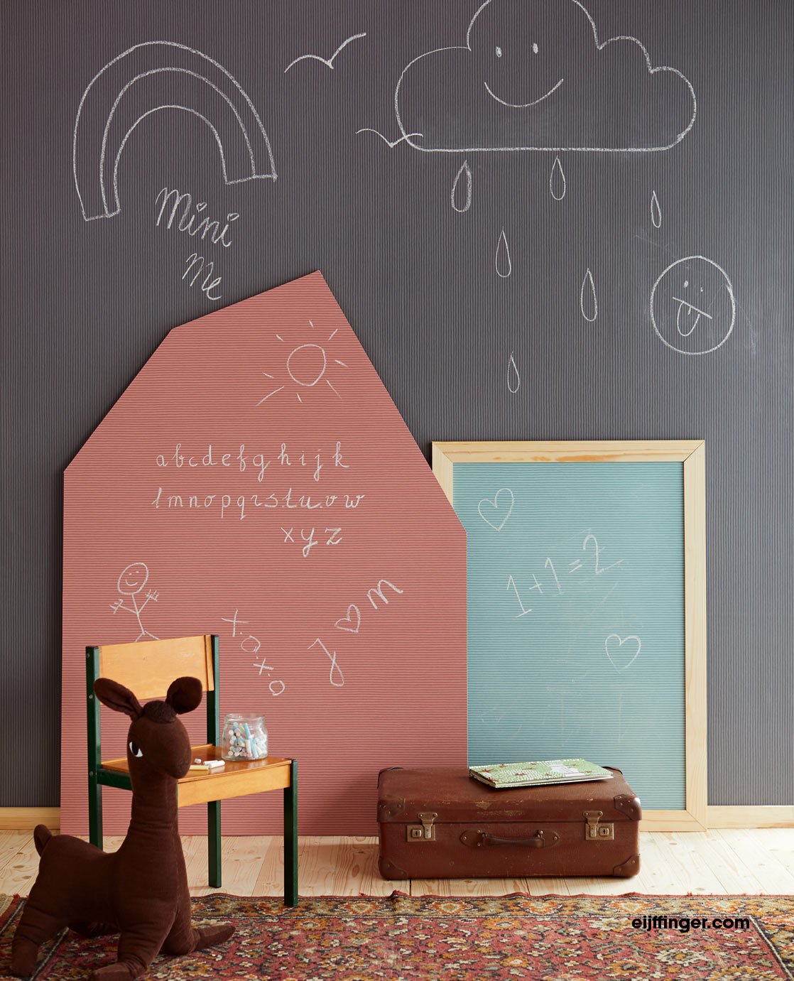 Mini Me 'Chalk-board' Kids Stripe wallpaper