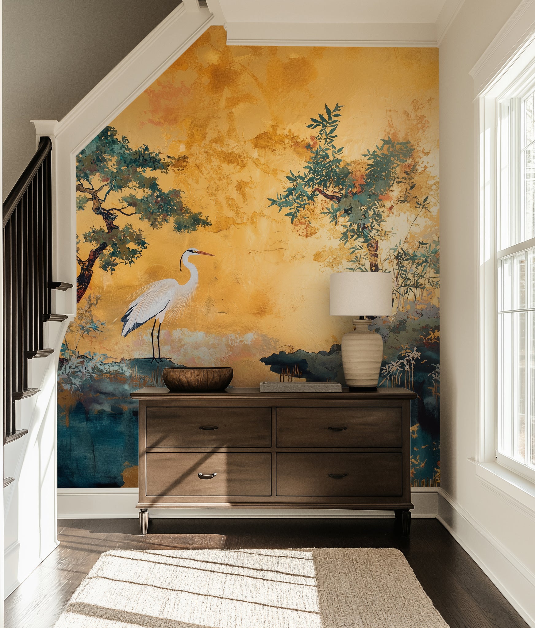 Sunset Heron mural