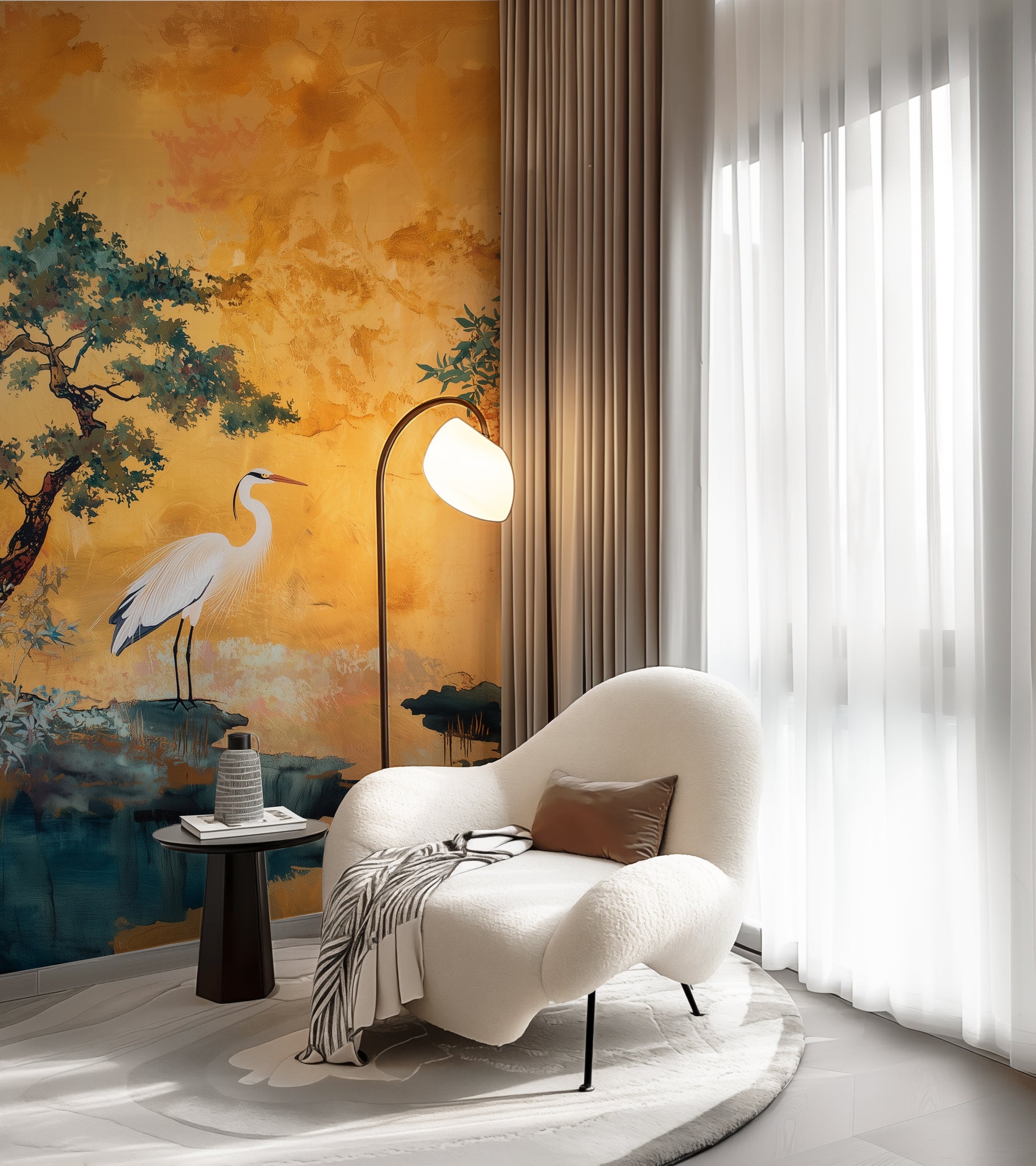 Sunset Heron mural