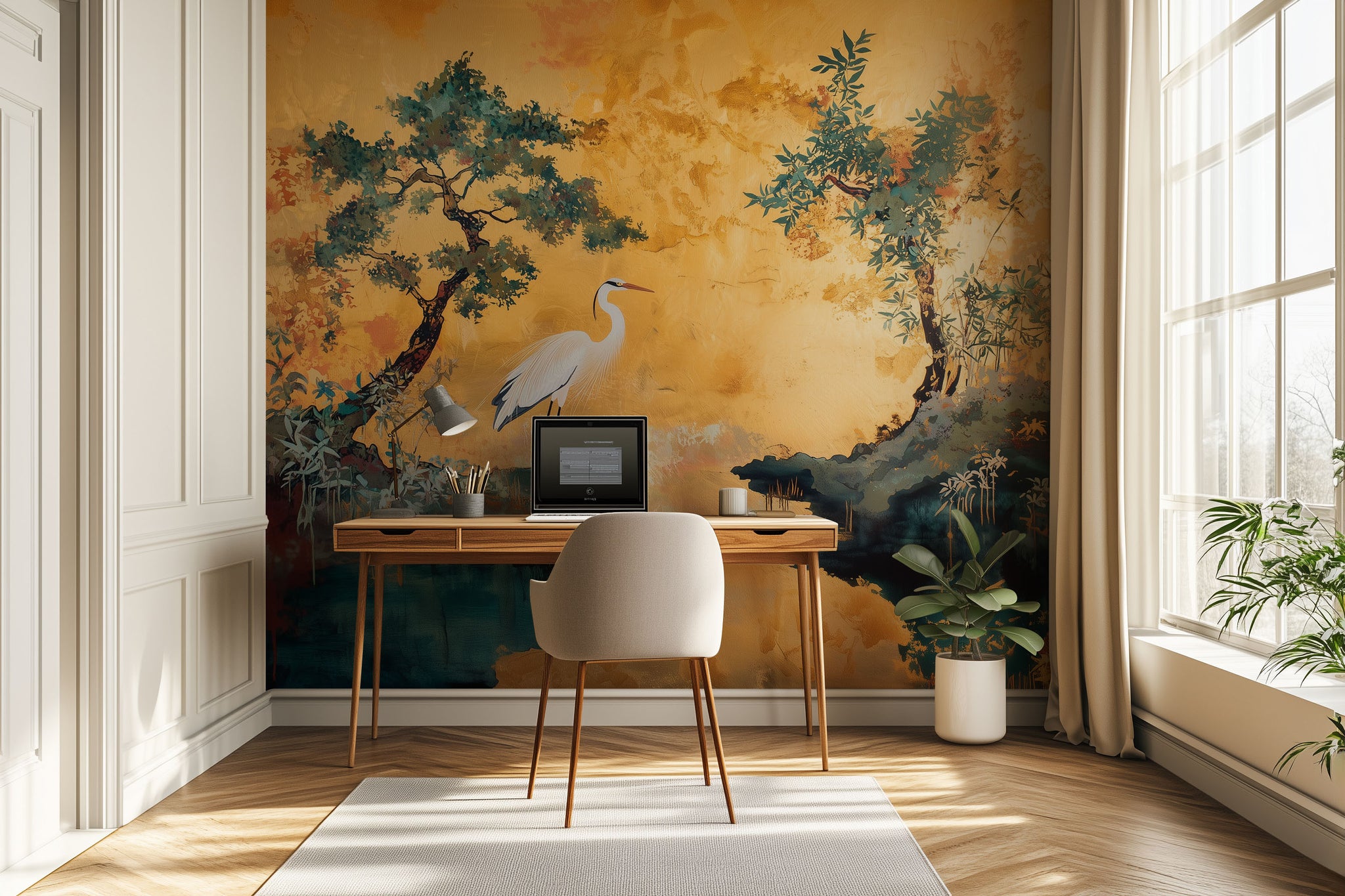 Sunset Heron mural