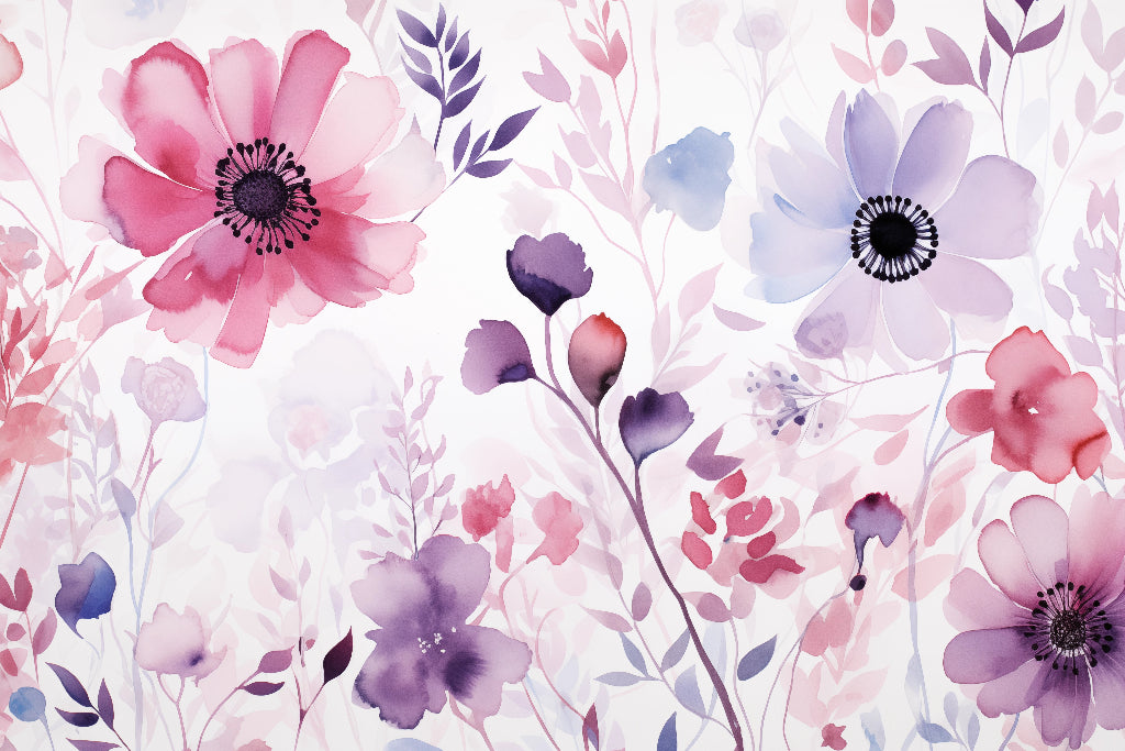 Watercolour Anemones mural