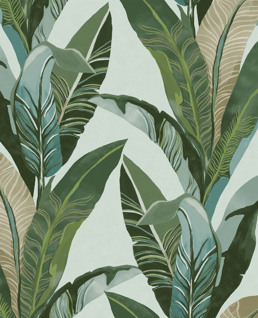 Eijffinger Vivid jungle leaf wallpaper 384504 Green & navy blue
