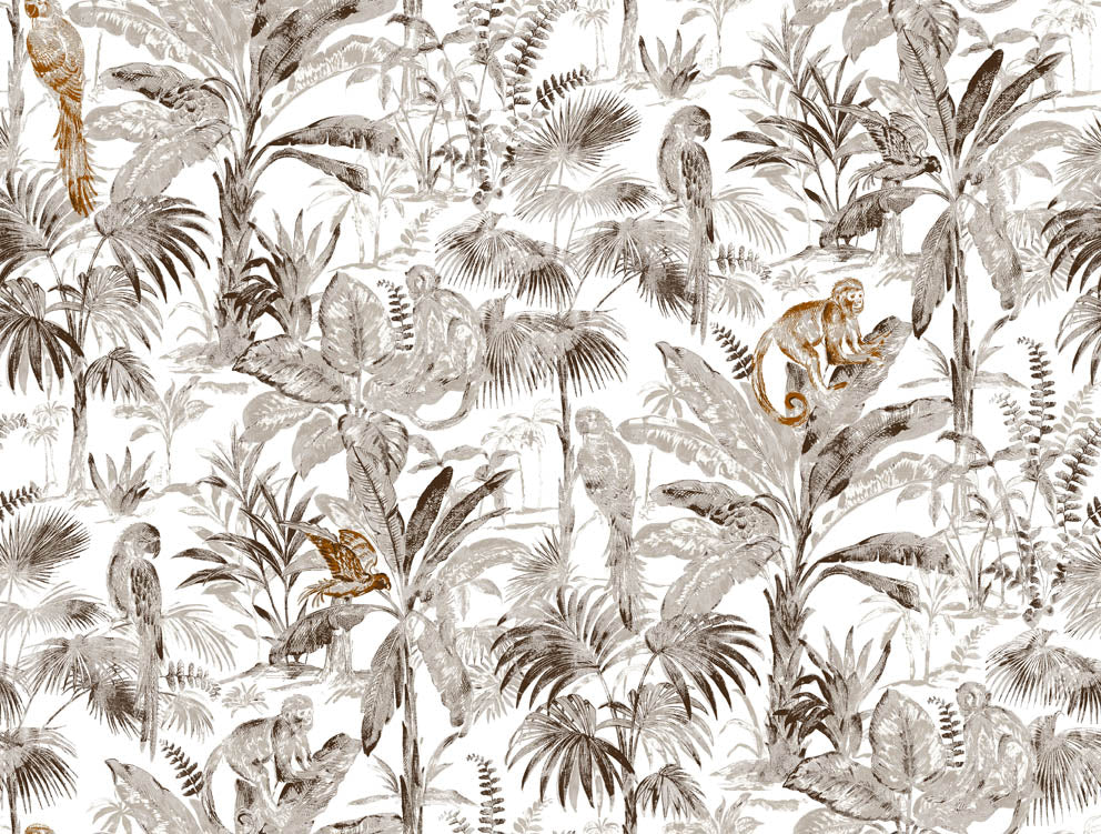 Botanical Jungle & Monkey wallpaper